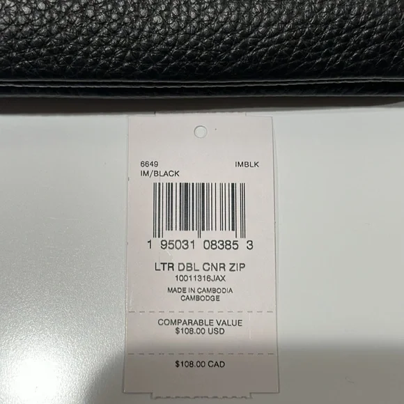 🌸NEW COACH Double Corner Zip Wristlet Black/Gold With Tags. - Picture 8 of 14